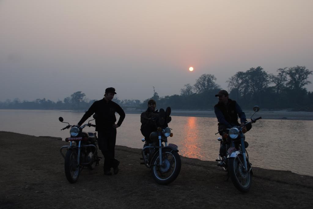 Motorcycle Nepal sunset